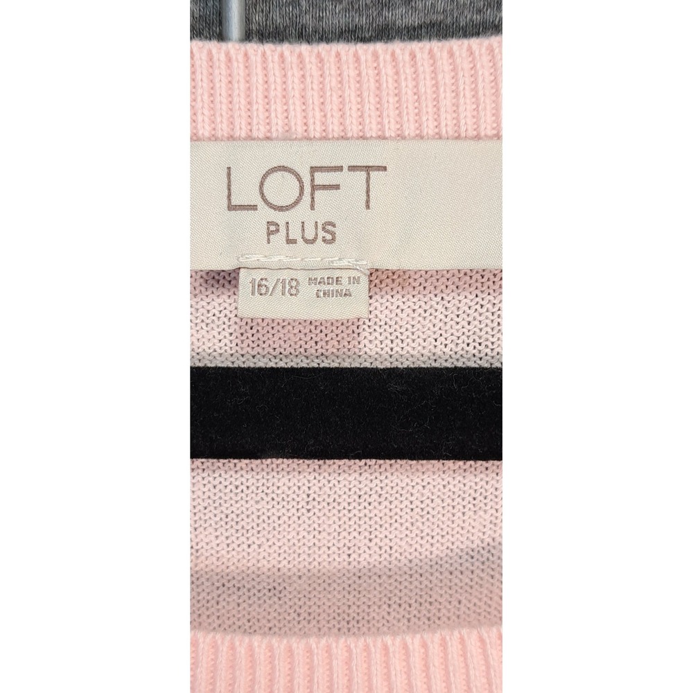 Loft Plus Pink Mixed Media Floral Back Short Sleeve Sweater Top 16/18 493637 - Picture 7 of 8